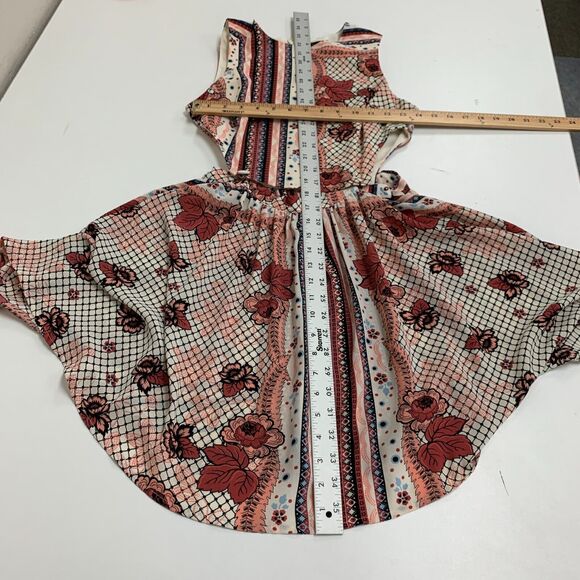 TopShop Scarf Printed Boho Dress Womens 4 Cutout Sides Back Zip Cinch Waist - Picture 7 of 16